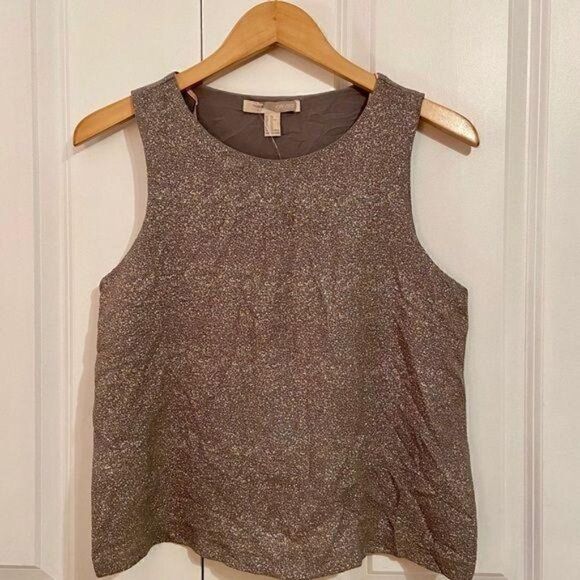 Forever 21 Grey Gold Metallic Sleeveless Top XS - Picture 1 of 8